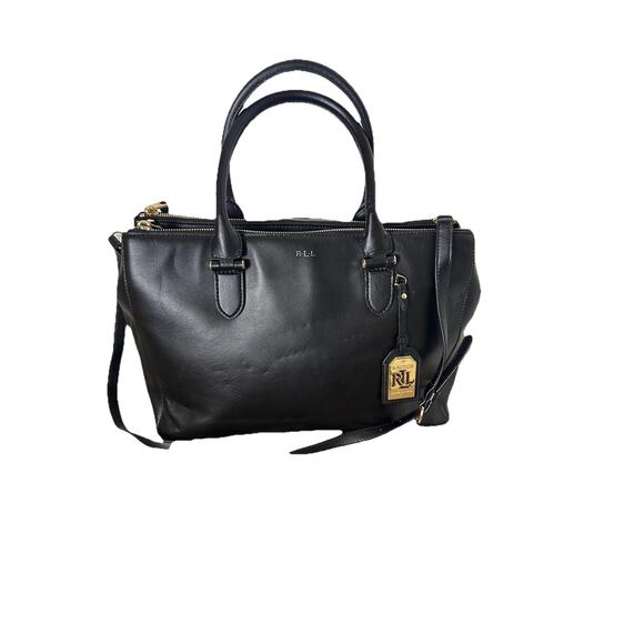 Lauren Ralph Lauren Handbags - Lauren Ralph Lauren RLL Satchel Handbag Womens Black Leather Crossbody Purse